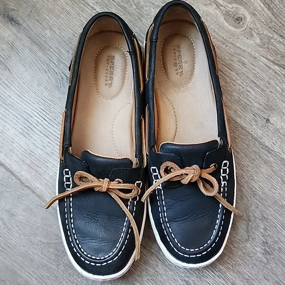 Sperry Top-Sider Angelfish Navy Blue leather shoes women's 6 - Picture 2 of 5